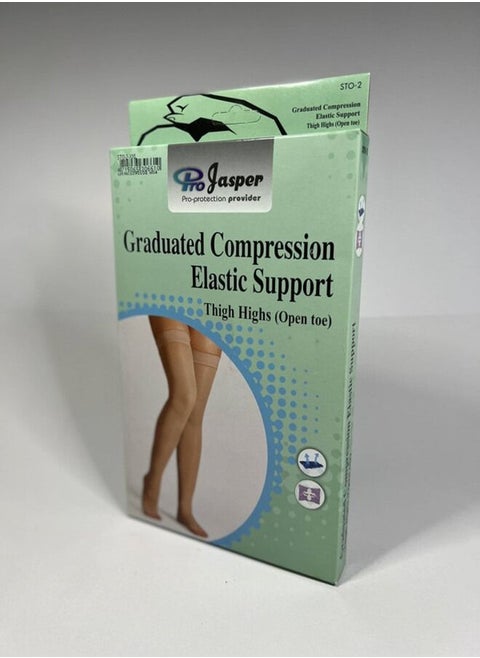 Graduated Compression Elastic Support-Thigh High Open-Toe Size M