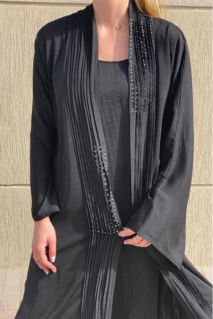 Moistreet  Flared Sleeve Pleated Abaya for Women | Best Price UAE