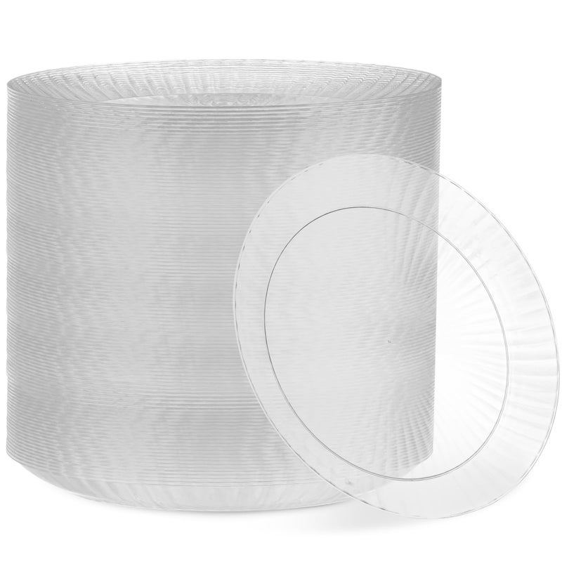 PLASTICPRO بلاستيك برو 240 عبوة أطباق بلاستيكية شفافة بحجم 7 بوصات للأحداث الخاصة والحفلات - Image 1