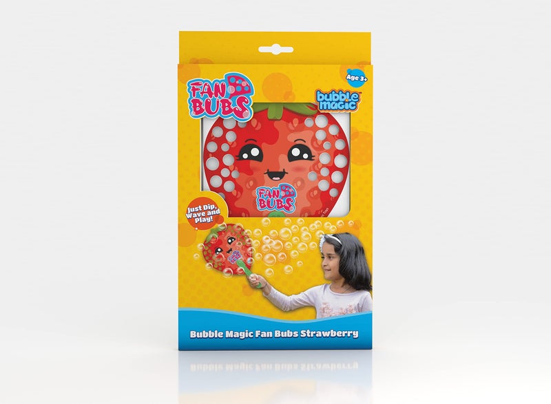 Bubble Magic Fan Bubs Strawberry, Bubble Solution with Hand Fan for The Kids 3 Year and Above, Multicolor, (FB50011) - Image 1