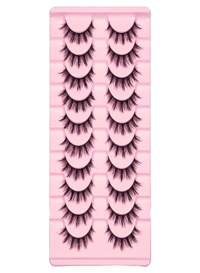 AUGENLI 12mm Manga Natural Look False Eyelashes, Reusable Strip lashes, Including 10 Pairs Of Eye Lashes, Easy to Apply Doll Makeup (01) - Image 5