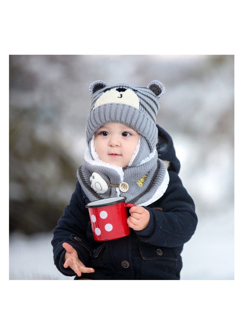 Y&D Baby Caps Winter, 46-50cm Hats Newborn with Scarf Warm & Soft Beanie Toddler Hats, Boys Girl Winter Hat Knitted for Autumn Unisex 6-24 Months  - Image 5