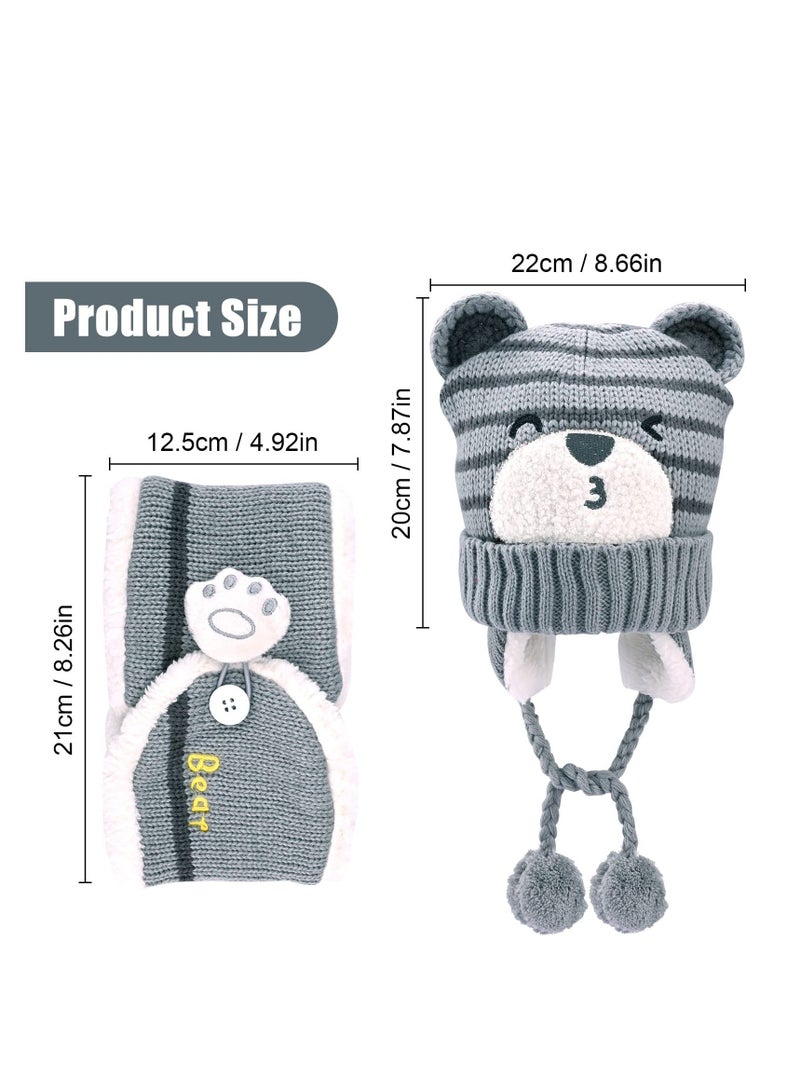 Y&D Baby Caps Winter, 46-50cm Hats Newborn with Scarf Warm & Soft Beanie Toddler Hats, Boys Girl Winter Hat Knitted for Autumn Unisex 6-24 Months  - Image 3