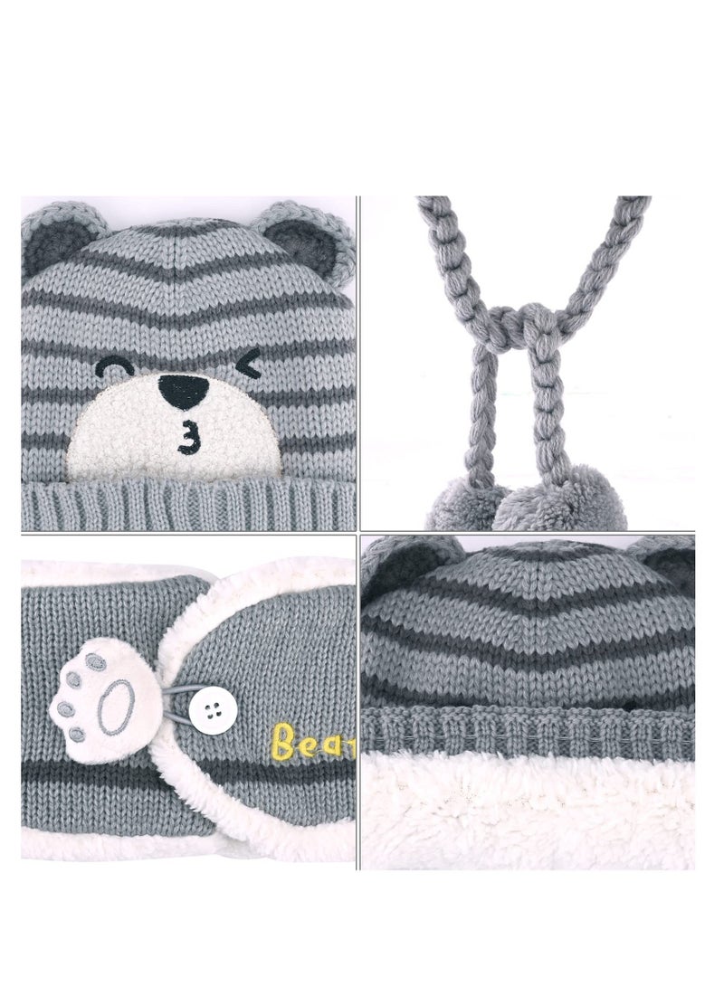 Y&D Baby Caps Winter, 46-50cm Hats Newborn with Scarf Warm & Soft Beanie Toddler Hats, Boys Girl Winter Hat Knitted for Autumn Unisex 6-24 Months  - Image 2