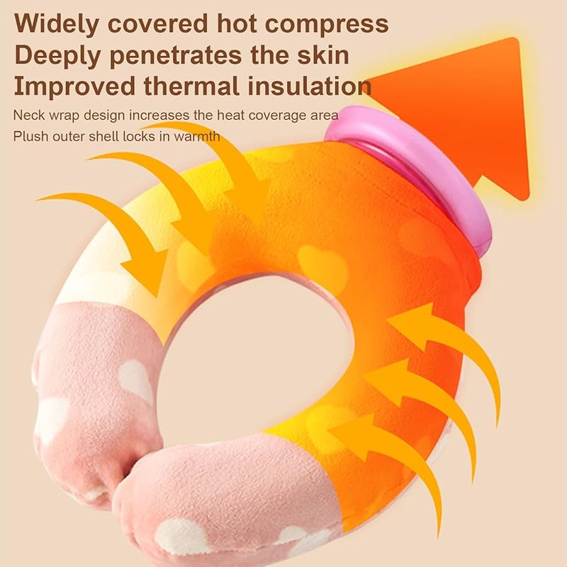 Pink Love Heart U Shaped Hot Water Bottle for Neck Shoulder Pain Relief Reusable Heat Cold Pack - Image 5