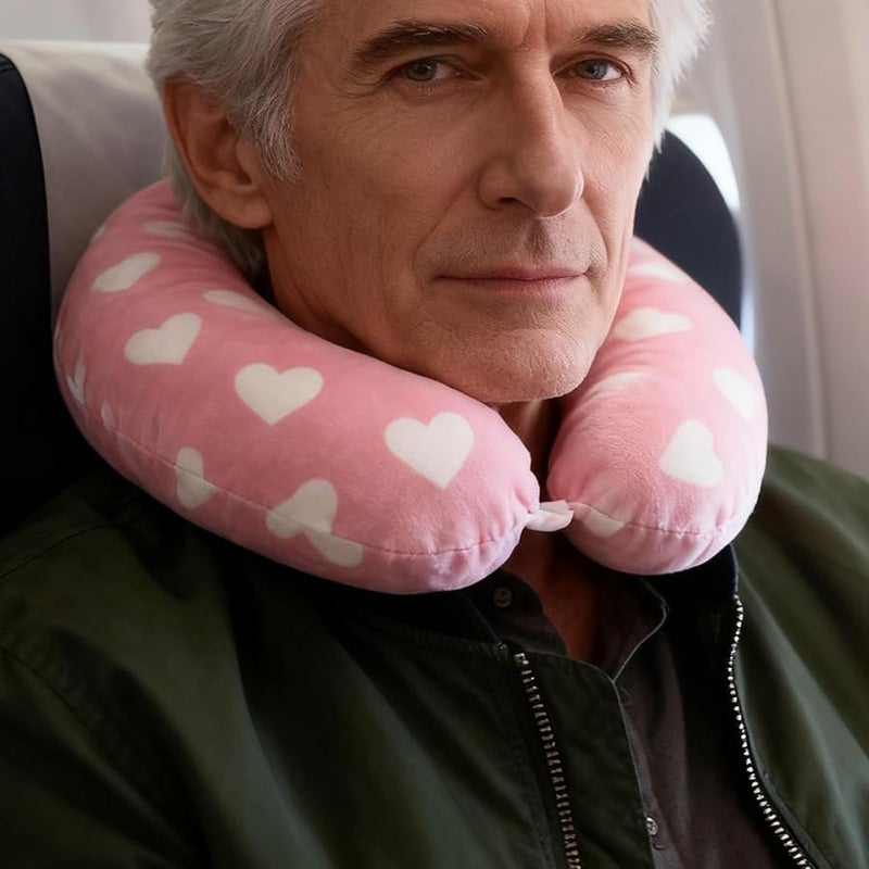 Pink Love Heart U Shaped Hot Water Bottle for Neck Shoulder Pain Relief Reusable Heat Cold Pack - Image 3