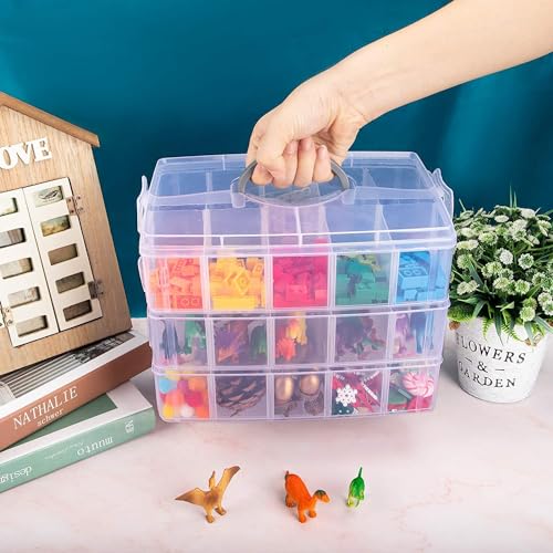 Entisia Plastic Transparent Earring Storage Box, 3 Layer with 30 Grid Portable Jewelry Craft Storage Box with Removable Dividers, Perfect for Medicine Bead Fishing Hooks Storage Vanity Box - Image 3