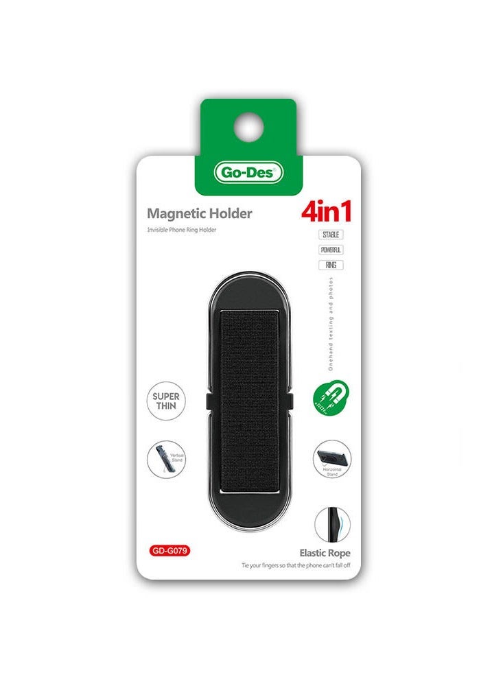 GO-DES 2 in 1 Universal Mini Phone Holder With Slim Finger Grip Black - Image 5