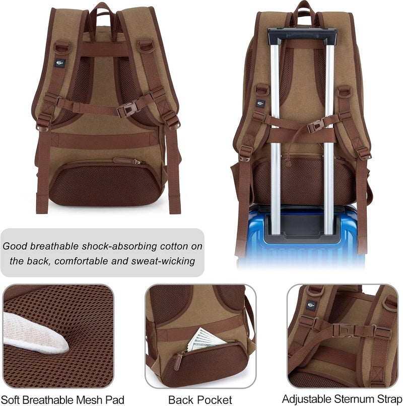 Tzowla Canvas Laptop College Backpack for Men and Women,Travel Work Rucksack with USB/Type-C Port Fit 15.6 inch Notebook - Image 5