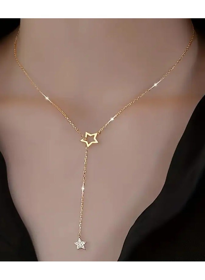 Goolsky Exquisite Shiny Star Y-Shaped Clavicle Chain Necklace For Women Dating Party Jewelry，women Gift - Image 1