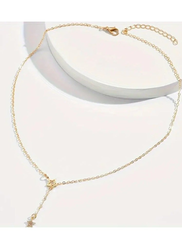 Goolsky Exquisite Shiny Star Y-Shaped Clavicle Chain Necklace For Women Dating Party Jewelry，women Gift - Image 3