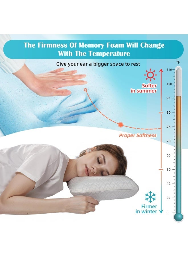 USlixury Ear Piercing Pillow with Foam Plug Ear Pillow with Off Center and 47X32 Hole Soft CertiPURUS Memory Foam Cooling Piercing Pilow for Side Sleepers Traveling 16X11X4 - Image 5