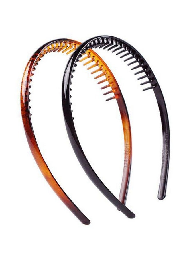 Teppylony 2Pcs Plastic Tooth Hair Comb Headband Hard Headbands Zigzag Hair Band Toothed Headband Women Men Hair Accessory (Style B) - Image 1