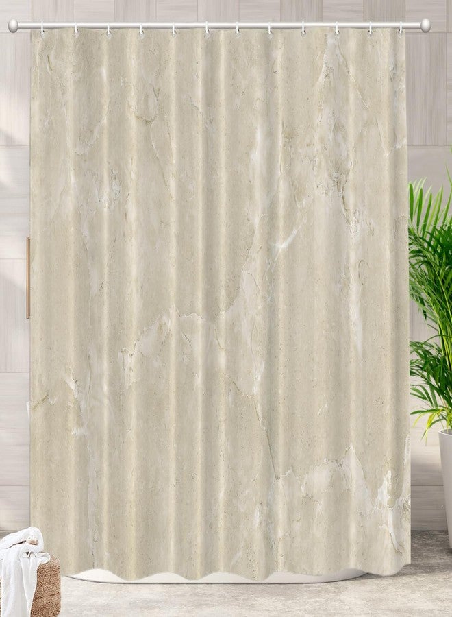 Batmerry Beige Cream Marble Decorative Shower Curtain, Beige Cream Marble Yellow Shower Curtain for Shower Stall Bathtubs Bathroom Decor Waterproof Funny Standard Size 72x72 Inch - Image 1