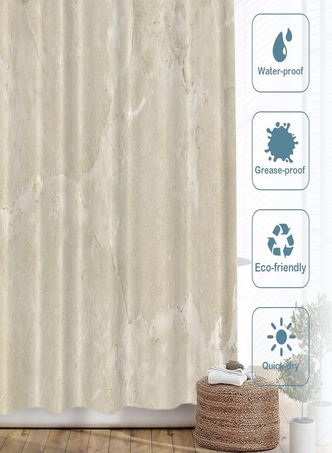 Batmerry Beige Cream Marble Decorative Shower Curtain, Beige Cream Marble Yellow Shower Curtain for Shower Stall Bathtubs Bathroom Decor Waterproof Funny Standard Size 72x72 Inch - Image 3