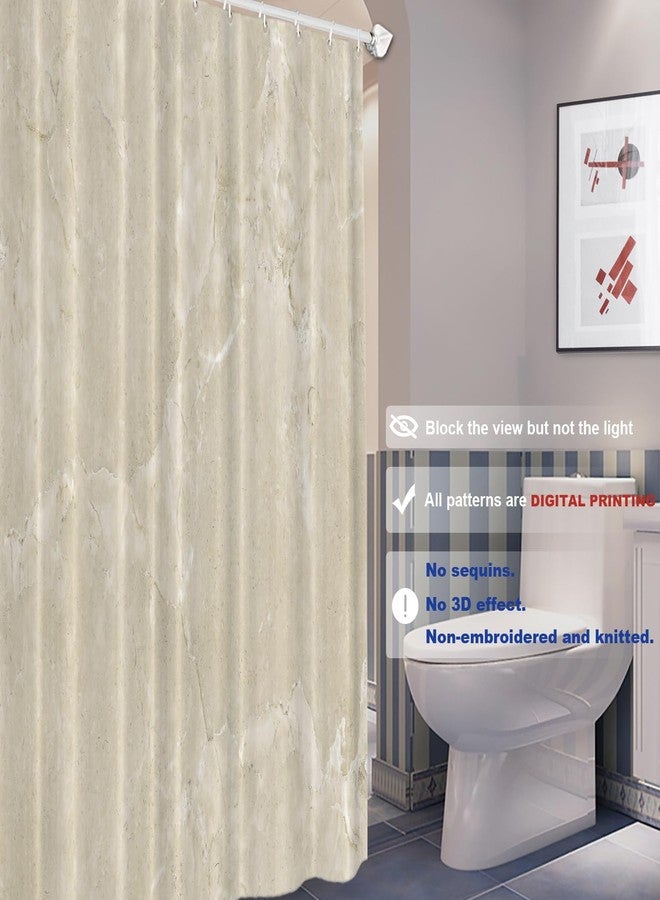 Batmerry Beige Cream Marble Decorative Shower Curtain, Beige Cream Marble Yellow Shower Curtain for Shower Stall Bathtubs Bathroom Decor Waterproof Funny Standard Size 72x72 Inch - Image 2
