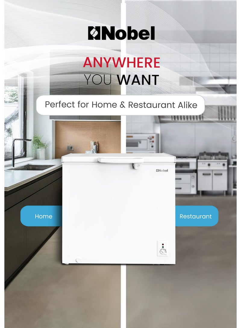 Nobel 375L Gross / 254L Net Chest Freezer, Single Door, Adjustable Thermostat, R600a Refrigerant, Energy Efficient, CFC Free – NCF375 (1 Year Warranty) 375 L 180 W NCF375 white - Image 3