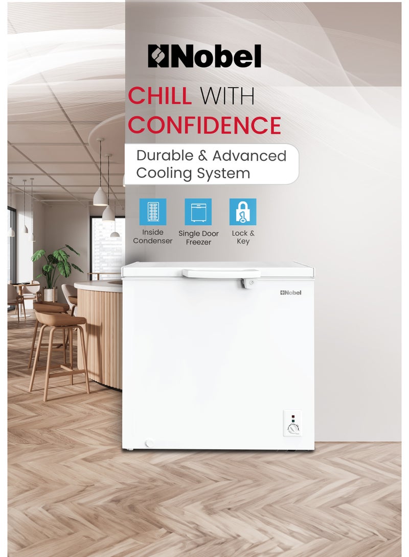 Nobel 375L Gross / 254L Net Chest Freezer, Single Door, Adjustable Thermostat, R600a Refrigerant, Energy Efficient, CFC Free – NCF375 (1 Year Warranty) 375 L 180 W NCF375 white - Image 2