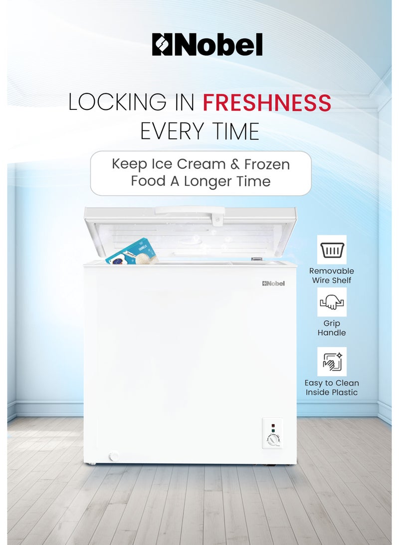 Nobel 375L Gross / 254L Net Chest Freezer, Single Door, Adjustable Thermostat, R600a Refrigerant, Energy Efficient, CFC Free – NCF375 (1 Year Warranty) 375 L 180 W NCF375 white - Image 4