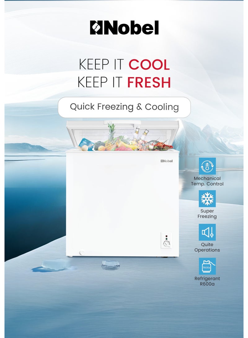 Nobel 375L Gross / 254L Net Chest Freezer, Single Door, Adjustable Thermostat, R600a Refrigerant, Energy Efficient, CFC Free – NCF375 (1 Year Warranty) 375 L 180 W NCF375 white - Image 5