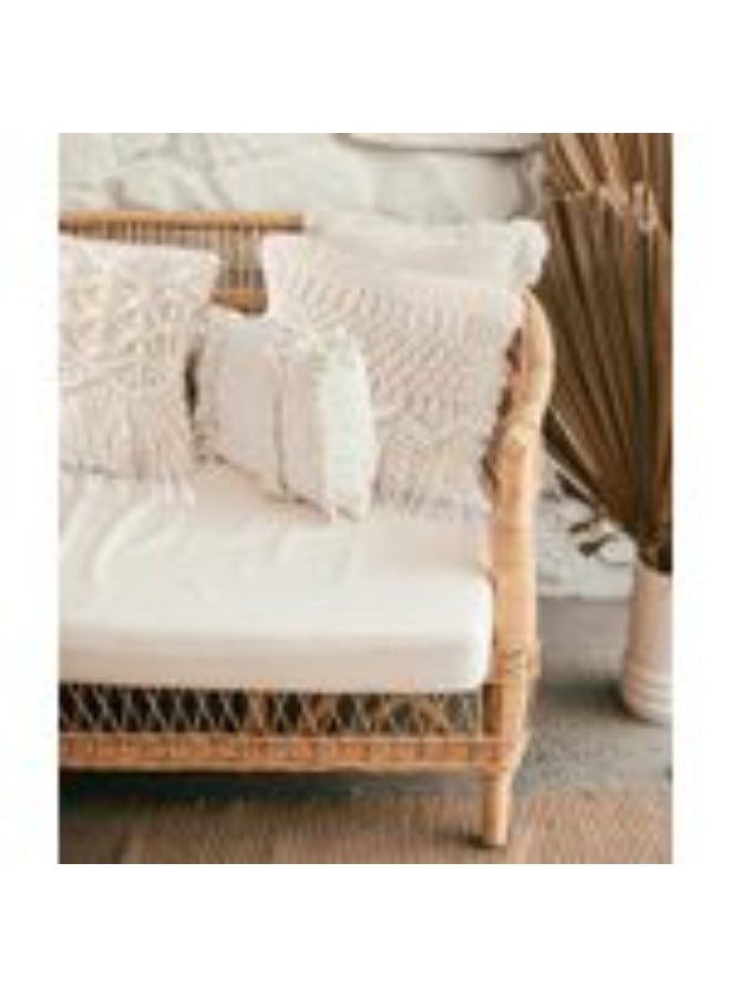 HMK CRAFTS أغطية وسائد مزخرفة، غطاء لوحوس مكروشيه ومريح بأسلوب بوهيمي مربع الشكل مع شرابات، - Image 2