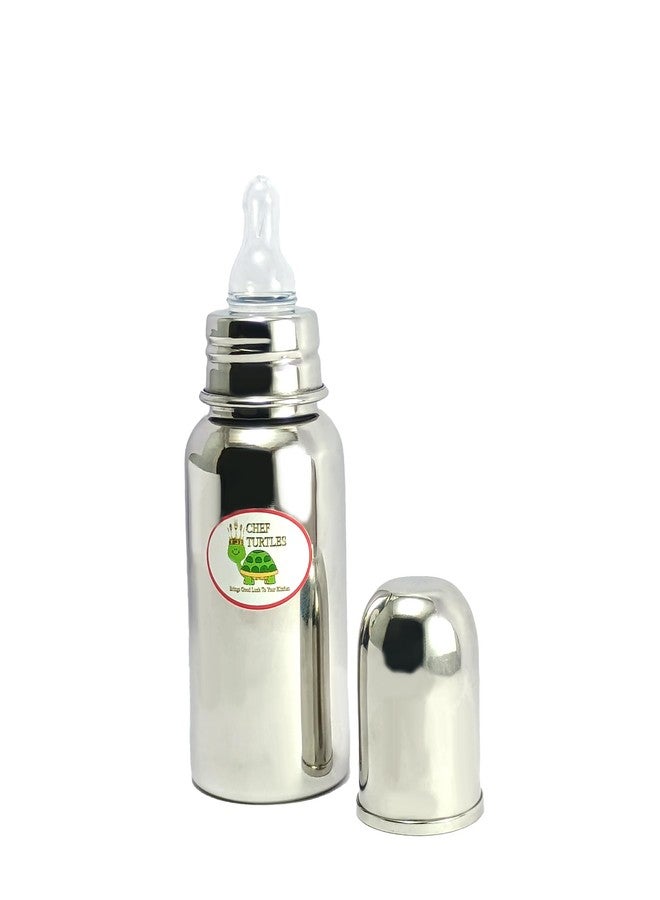 Chef Turtles® Stainless Steel Feeding Baby Bottle, BPA Free Anti Colic Slim Neck Steel Milk Feeding Bottle 304 Grade- (Small 240ml) - Image 1
