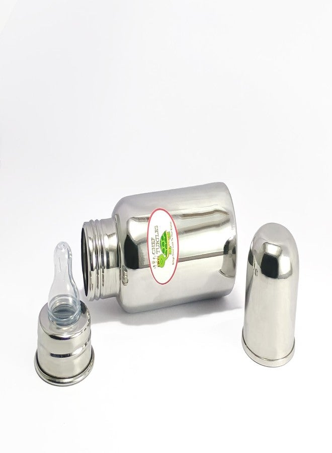 Chef Turtles® Stainless Steel Feeding Baby Bottle, BPA Free Anti Colic Slim Neck Steel Milk Feeding Bottle 304 Grade- (Small 240ml) - Image 4