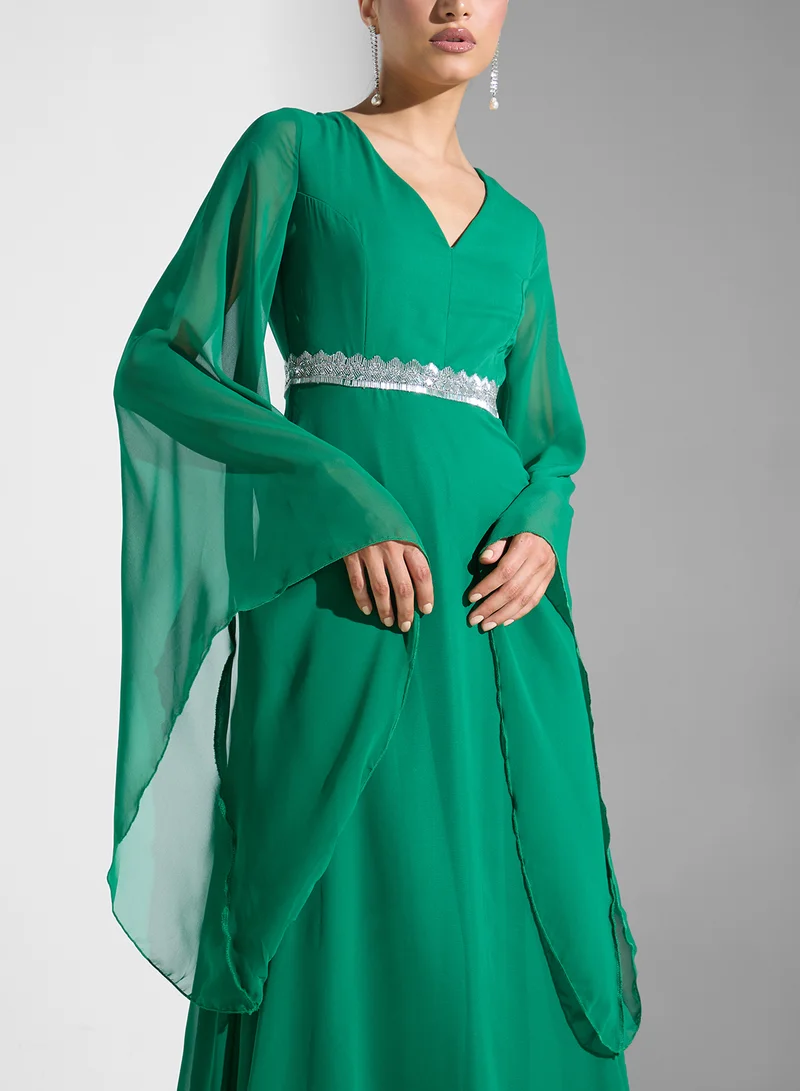 Khizana Dress With Flared Sleeves
