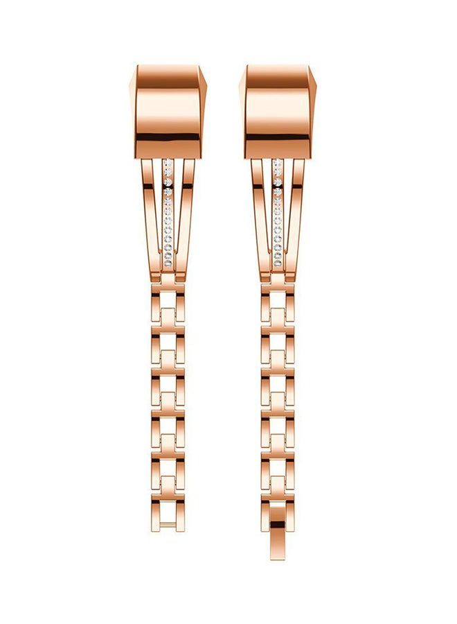 ISank Replacement Band With Rhinestone For Fitbit Alta And Fitbit Alta HR Rose Gold/Clear - Image 2