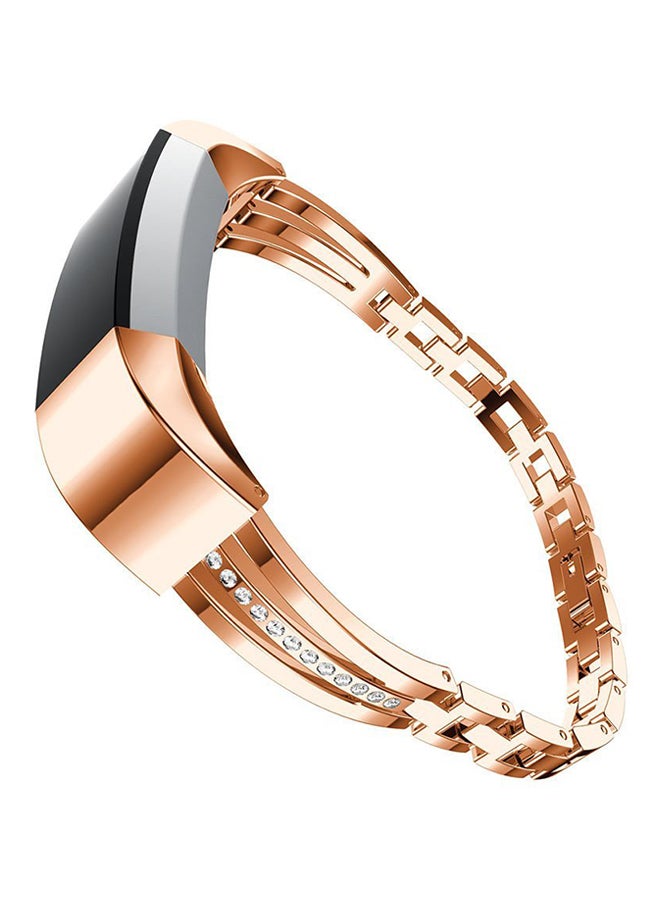 ISank Replacement Band With Rhinestone For Fitbit Alta And Fitbit Alta HR Rose Gold/Clear - Image 5