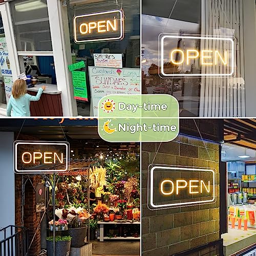 ROLANCHE Open Signs for Business, COB Chip LED Neon Open Sign, 16"x 9" Bright Electric Light Up Open Signs with ON/OFF Switch for Bars, Stores, Coffee Shop, Hotel, Window, Outdoor etc. - Image 2
