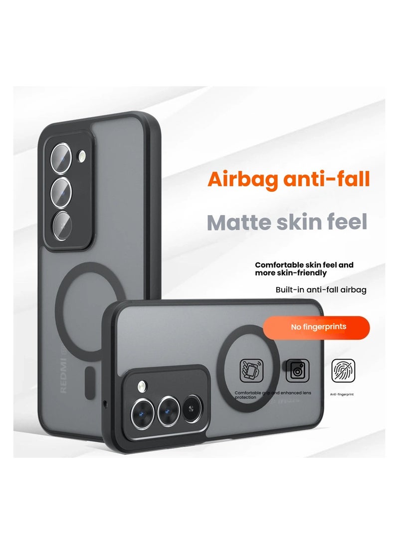 general Applicable Redmi 15 magnetic phone case frosted skin feel airbag anti-drop wear support wireless charging - Image 2