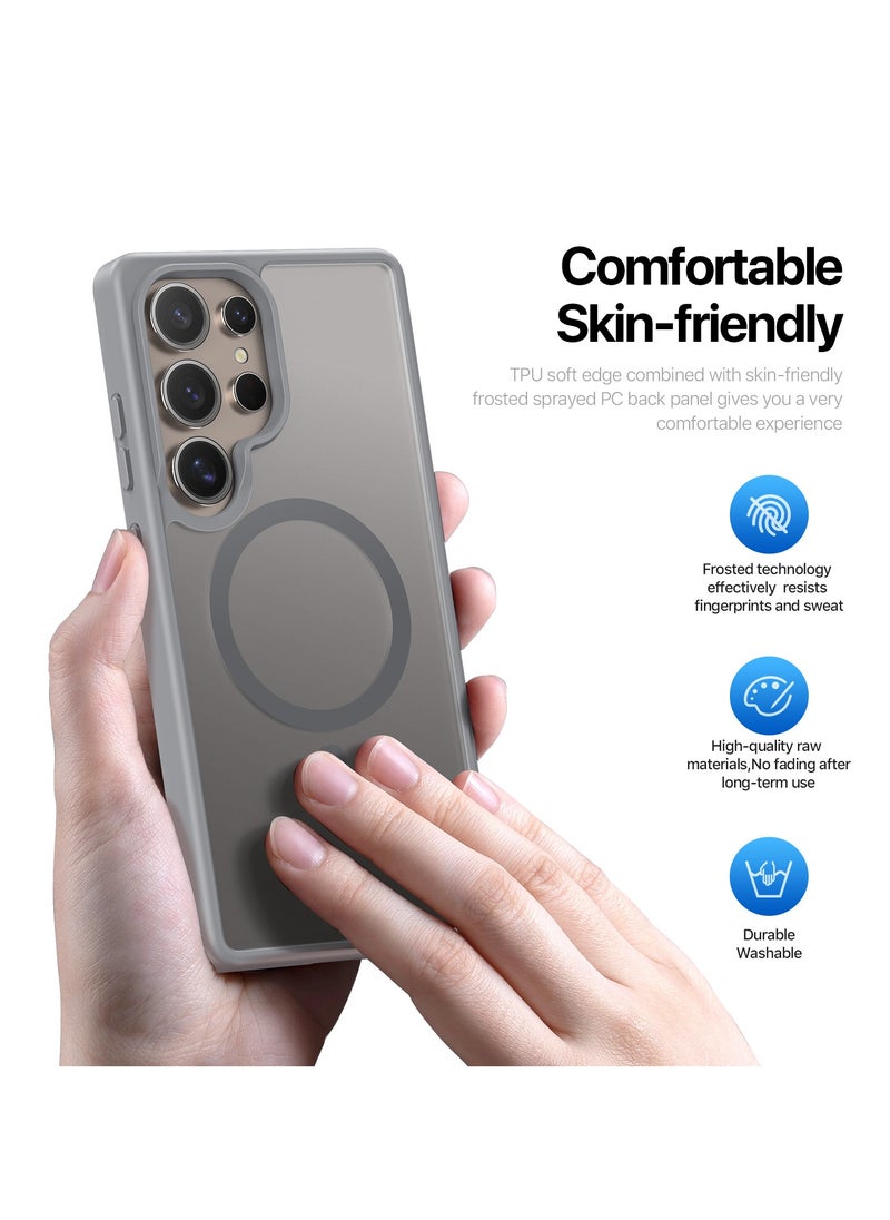 DUX DUCIS - DUX DUCIS Yind Case Anti-Yellowing Matte Clear [Hard PC Back & Soft TPU Bumper] Magnetic Wireless Charging Shockproof Protective Phone Case Cover compatible with Samsung Galaxy S25 Ultra  (Grey) - Image 1