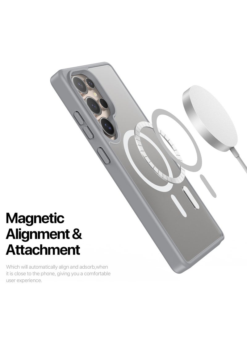 DUX DUCIS - DUX DUCIS Yind Case Anti-Yellowing Matte Clear [Hard PC Back & Soft TPU Bumper] Magnetic Wireless Charging Shockproof Protective Phone Case Cover compatible with Samsung Galaxy S25 Ultra  (Grey) - Image 1