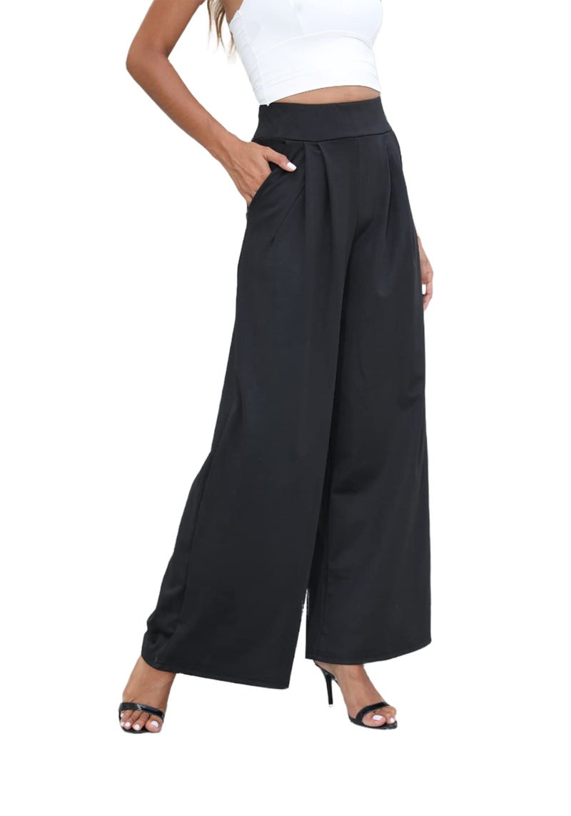 NRTHYE Palazzo Pants for Women High Waist Wide Leg Stretchy Loose Fit Casual Trousers - Image 3