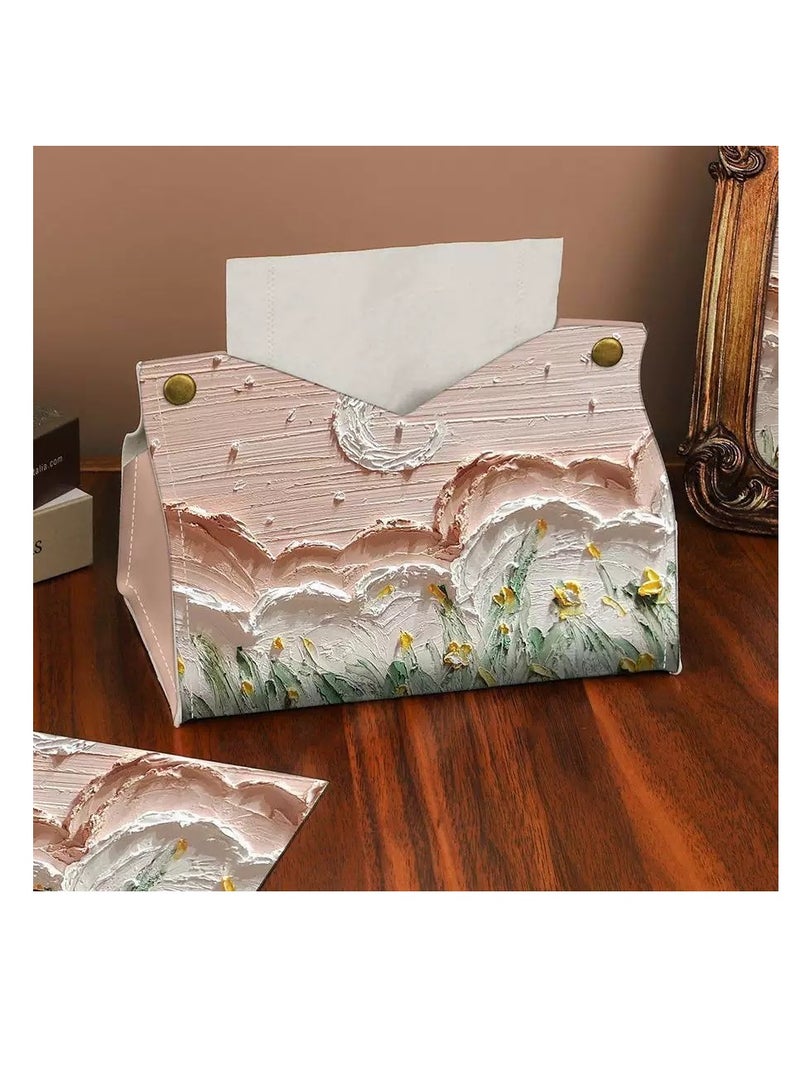 Oil Painting Tissue Box For Home Use, Living Room And Car Tissue Box - Image 2