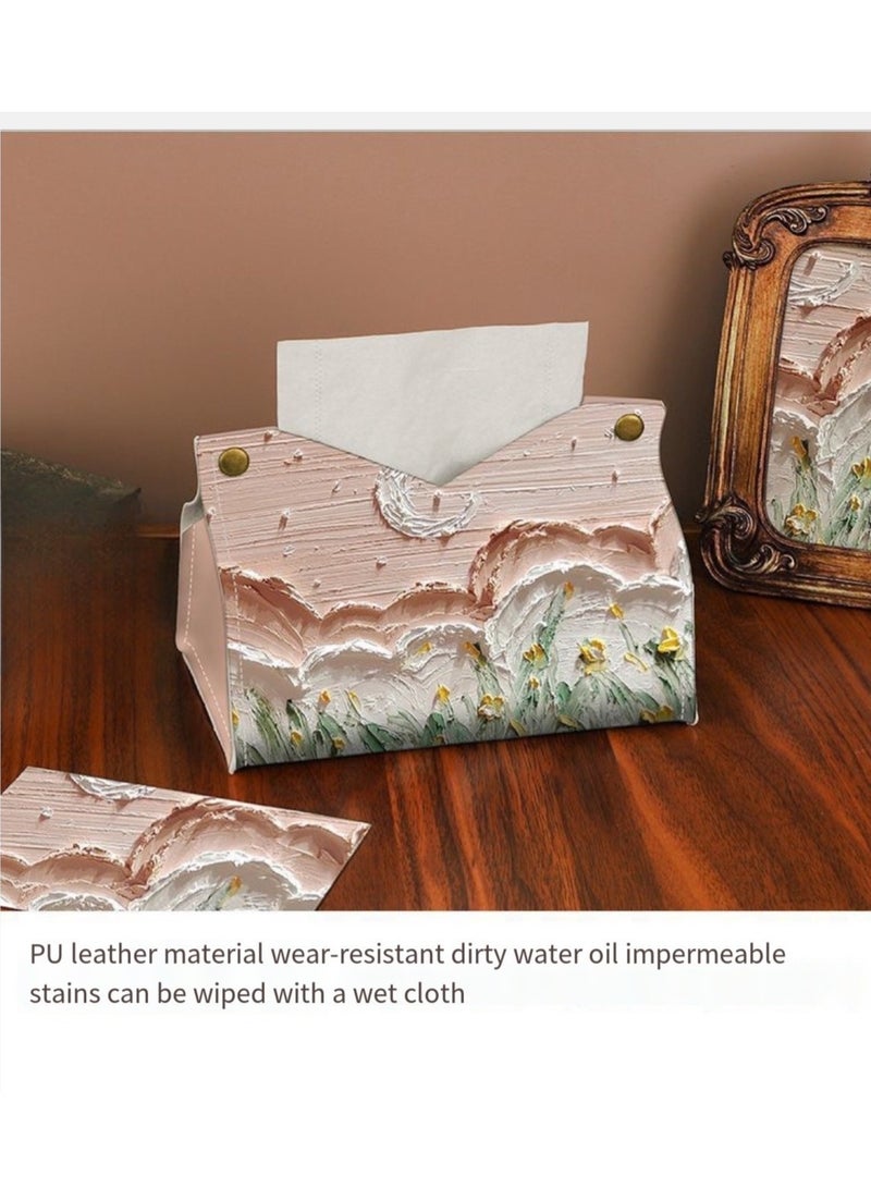 Oil Painting Tissue Box For Home Use, Living Room And Car Tissue Box - Image 4