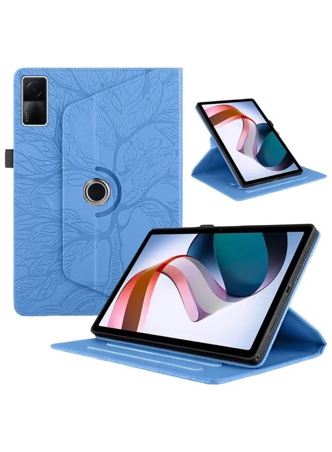 PROMASS Case Cover For Xiaomi Redmi Pad 10.6 2022 Tree Life Embossed Rotation Leather Smart Tablet Case Blue