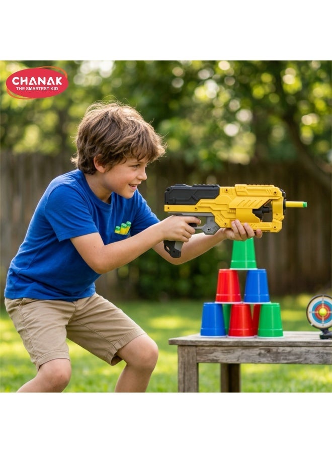 Chanak High Performance Six Fire Gun, Toy Blaster Gun With 6 Dart Rotating Drum, Hi-Arm Toy Gun For Kids Above 6 years, Accurate Upto 45 Feet, Includes 10 Soft Bullet Darts,  (Color As Per Availability) - Image 1