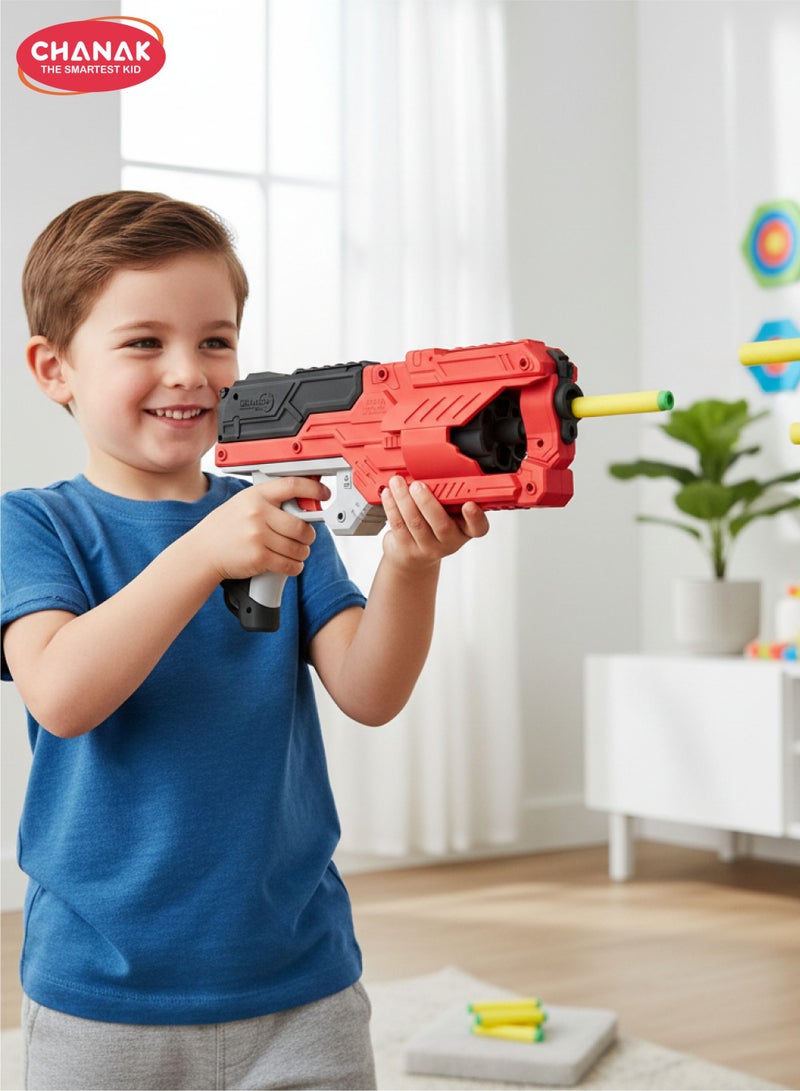 Chanak High Performance Six Fire Gun, Toy Blaster Gun With 6 Dart Rotating Drum, Hi-Arm Toy Gun For Kids Above 6 years, Accurate Upto 45 Feet, Includes 10 Soft Bullet Darts,  (Color As Per Availability) - Image 1