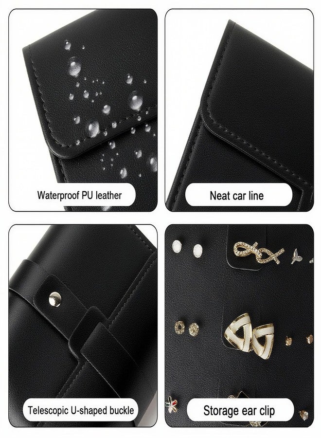 LAKE OF FIRE Earring Holder Organizer with Foldable Book Design Book Organizer, Portable Pu Leather Travel Earring Case (Black) - Image 3
