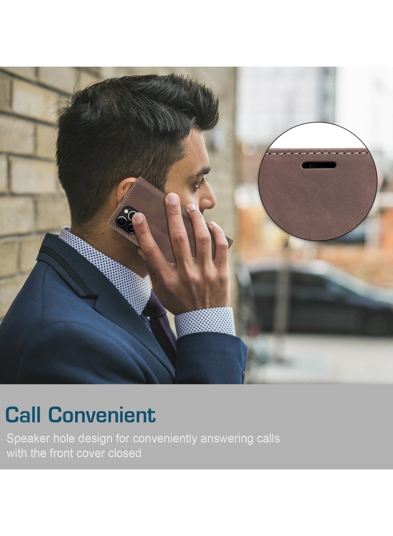 CaseMe Phone Case Luxury PU Leather Design 013 Flip Cover Card Slot Holder Cover For IPhone 12 Pro Max (Coffe) - Image 3