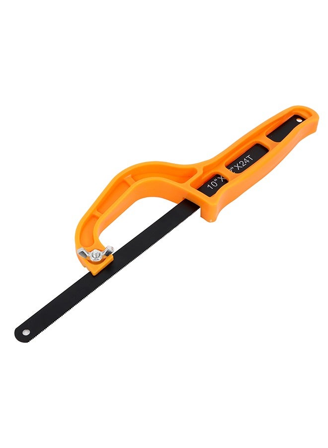 LAWAZIM Mini Hacksaw -10inch- Compact Handsaw for PVC Pipes and Wood - Handheld Cutting Tool with Non-Slip D-Shape Frame and a Flexible 10x2inch 24TPI Saw Blade -for DIY and Professional Use  - Image 1