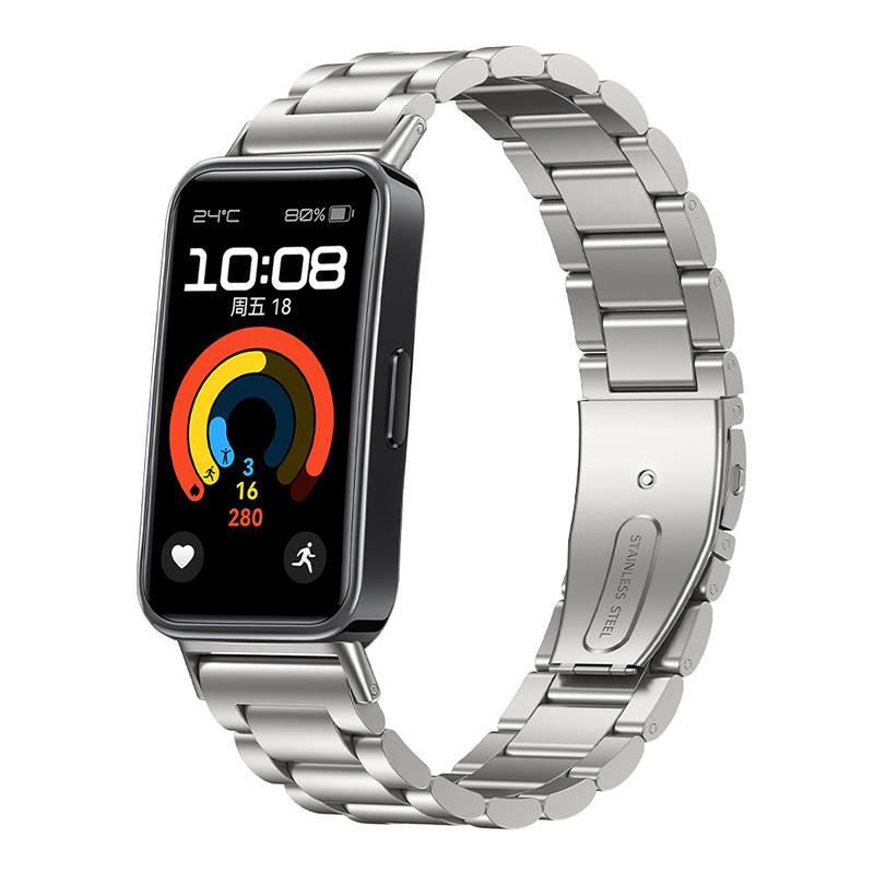 erorex For Huawei Band 10 / 9 / 8 Nfc Three Beads Quick Release Metal Watch Band(Silver) - Image 1