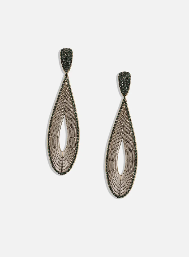 SOHI Maxi Lined Teardrop Artificial Drop Earring Jewellery