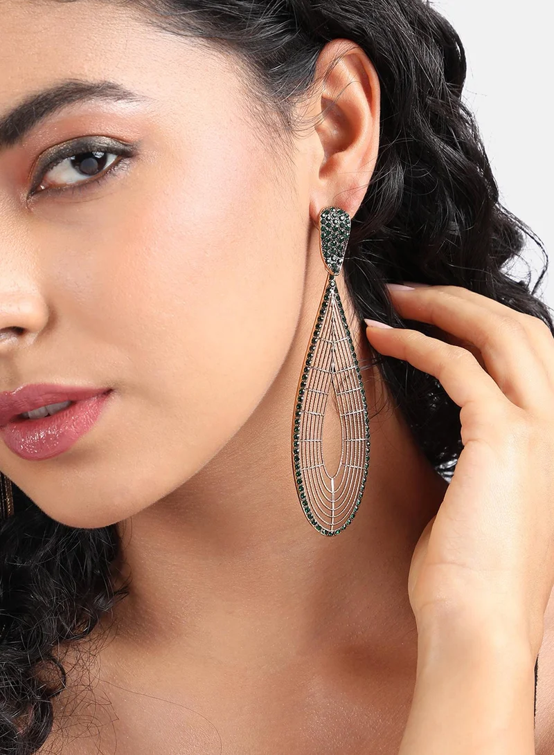 SOHI Maxi Lined Teardrop Artificial Drop Earring Jewellery