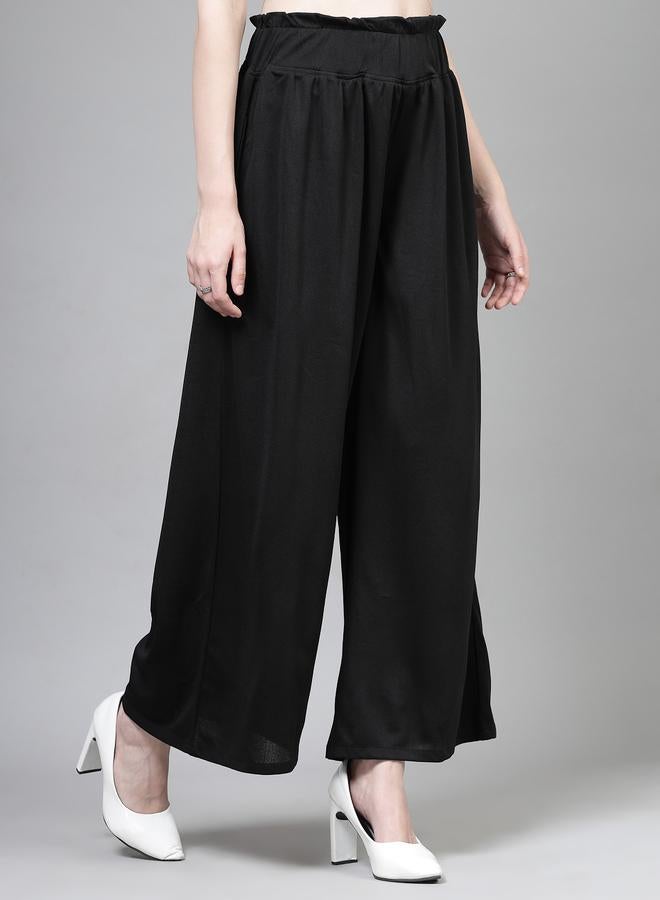 PAUSE PAUSE Women Black Solid High-Rise Wide-Leg Pants - Image 3