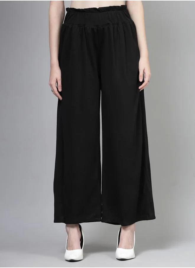 بوز PAUSE Women Black Solid High-Rise Wide-Leg Pants