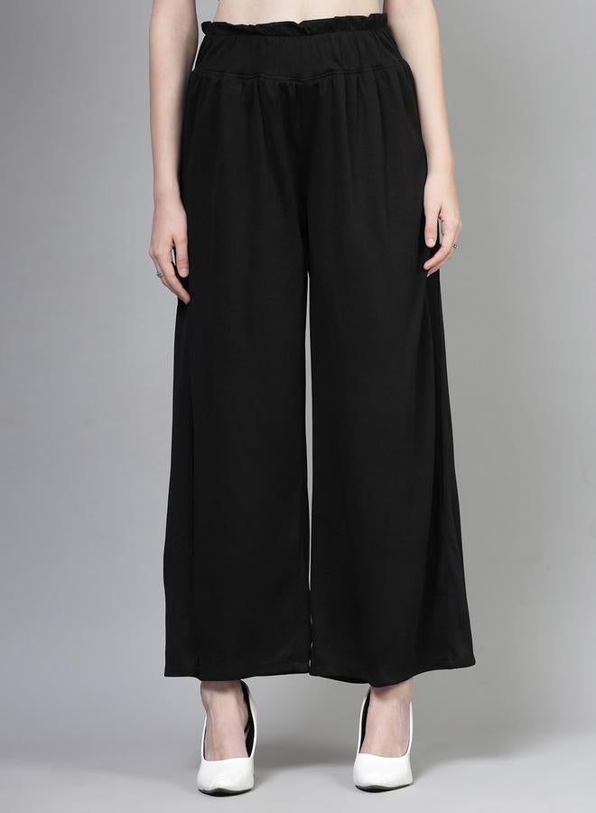 PAUSE PAUSE Women Black Solid High-Rise Wide-Leg Pants - Image 1