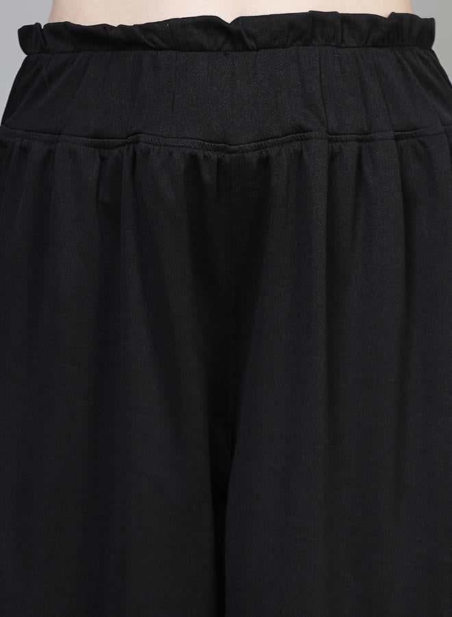 PAUSE PAUSE Women Black Solid High-Rise Wide-Leg Pants - Image 5